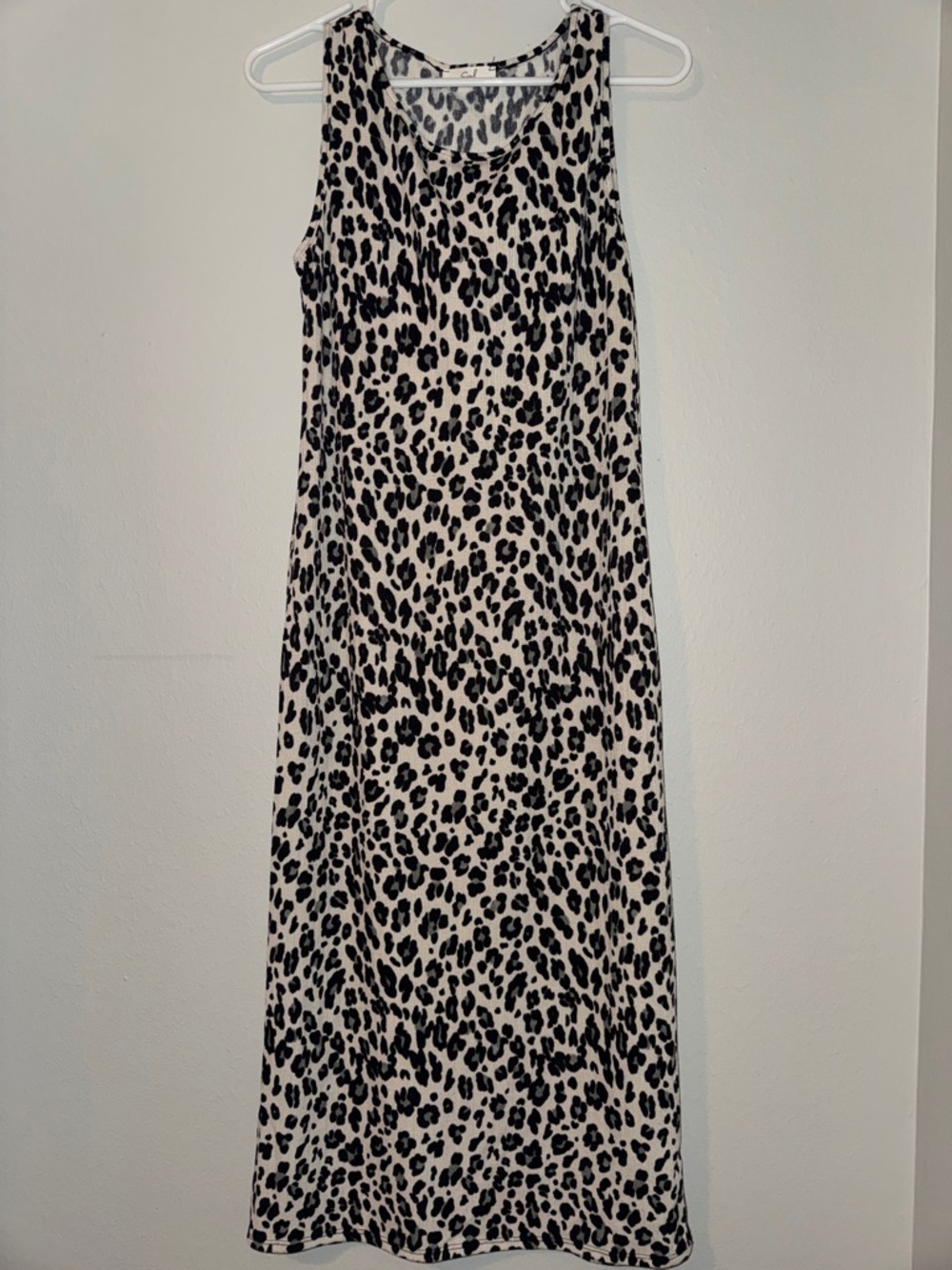 Women’s Leopard Print Tank Maxi Dress Black and Cream